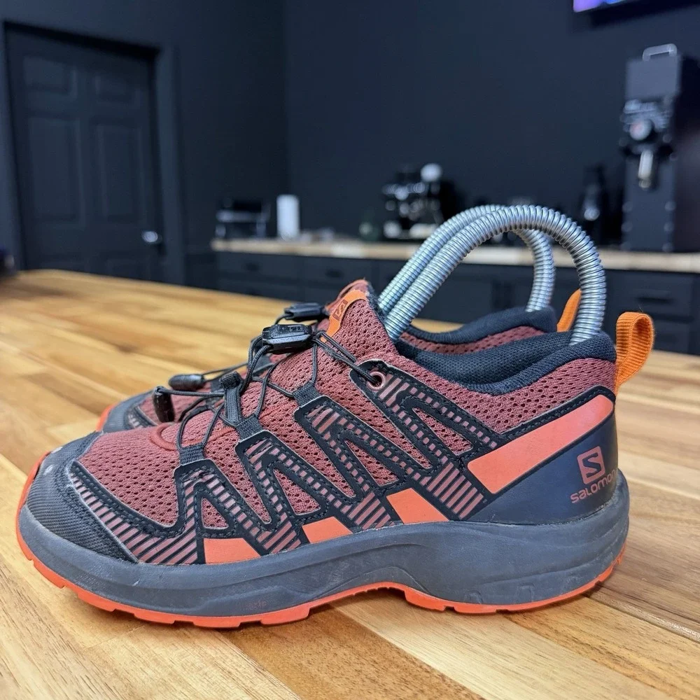 Salomon XA Pro V8 Kids US Sz 2 Waterproof Running Shoes Orange Black NO INSOLES